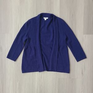 Garnet Hill Blue Open Cardigan 100% Cashmere Women's 3/4 Sleeve Size XS Fall